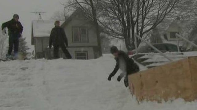 Shoveling and fun in the snow in Ozaukee County