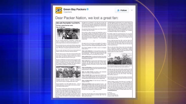 "We lost a great fan; one of the best:" Touching tribute to a huge Packers fan, Bill Snyder