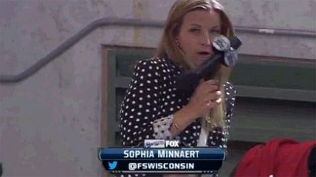 Fox Sports reporter hit by baseball, keeps going