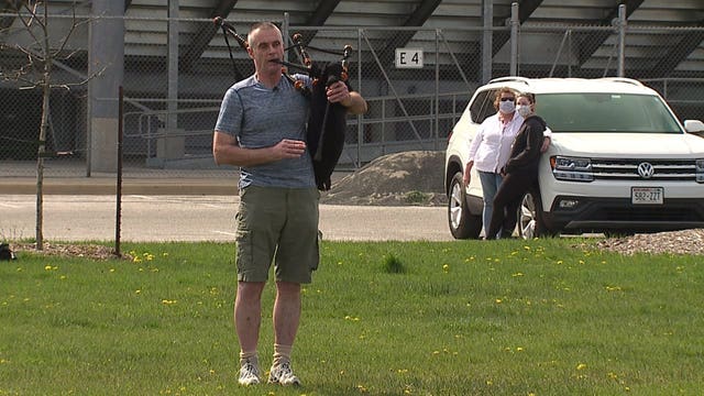 'Background noise of our life:' Weekly Hart Park bagpipe practice unites family quarantining apart