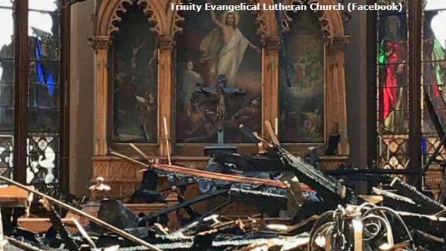 'I am with you always:' Trinity Lutheran officials release photo showing damage inside church after fire