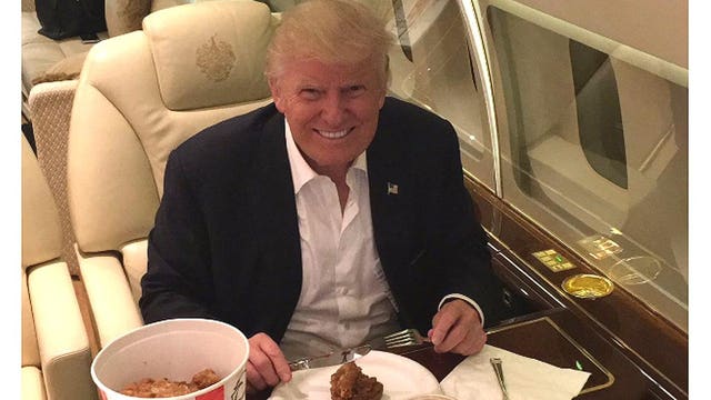 Why is Trump eating KFC with a knife and fork?