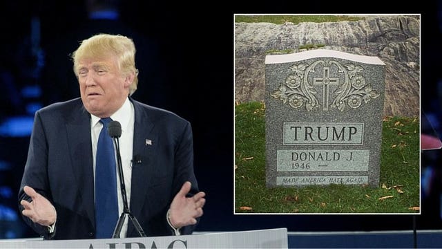 Why was a Donald Trump tombstone in Central Park?