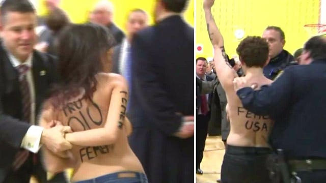 Topless protesters crash Donald Trump's Manhattan polling place