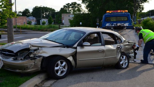 Train strikes car near College Road & Grand Avenue in Waukesha Sunday evening