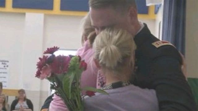 VIDEO: Army captain surprises wife, daughter at school