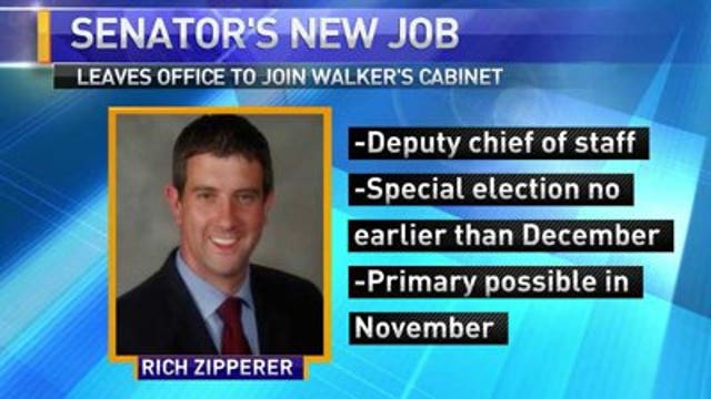 Zipperer leaving Senate to join Walker's staff