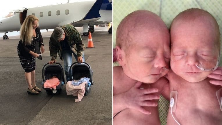 Eight weeks later, premature twins fly home to St. Petersburg from Utah with help of private jet