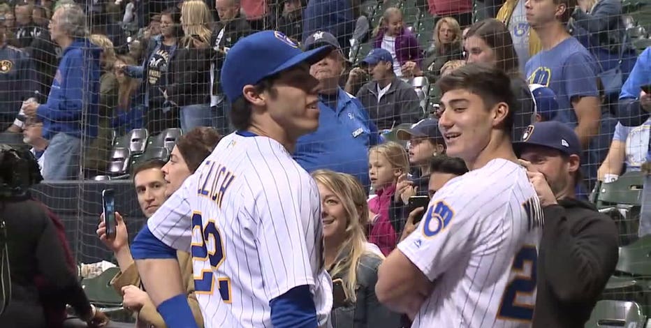 Cameron Yelich Throws Ceremonial First Pitch