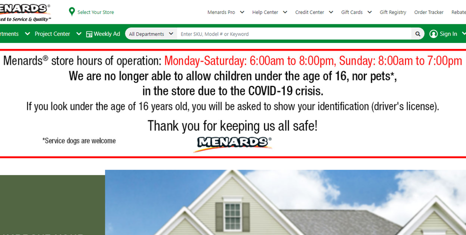 menards allow dogs in store