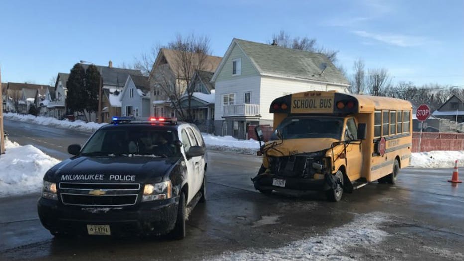 Crash involving school bus near 13th and Harrison