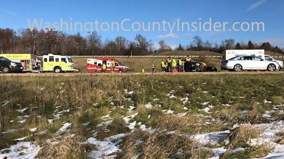 Crash on I-41 in Washington County (PHOTO: Washington County Insider)