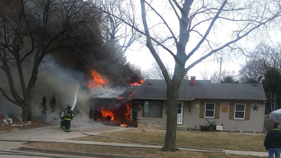 Garage fire on W. Poe St. in Milwaukee