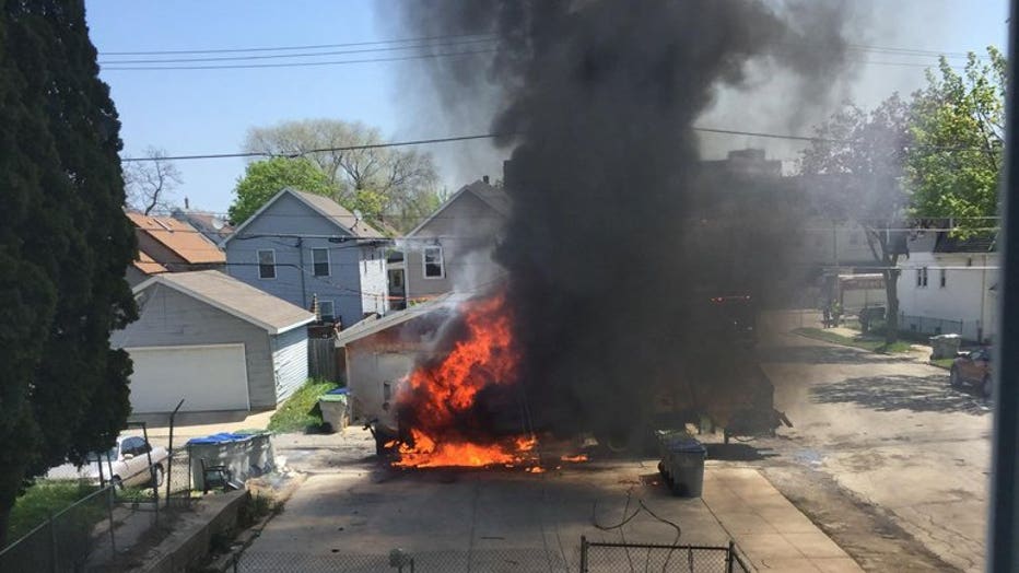 Garbage truck fire (Credit: Brenda Watkins)