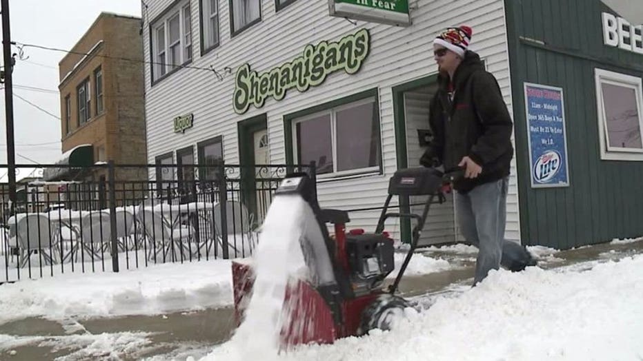 Clearing snow in Kenosha