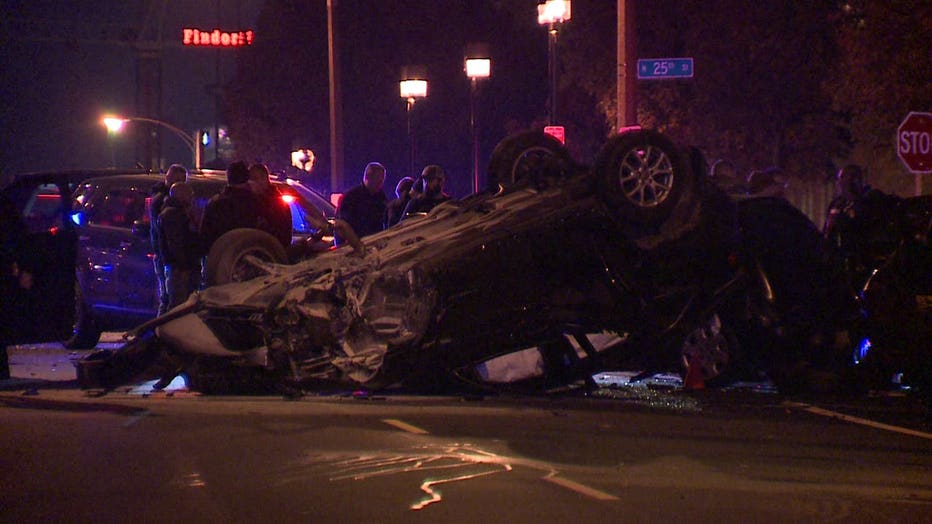 Multi-vehicle wreck near 24th and Wells