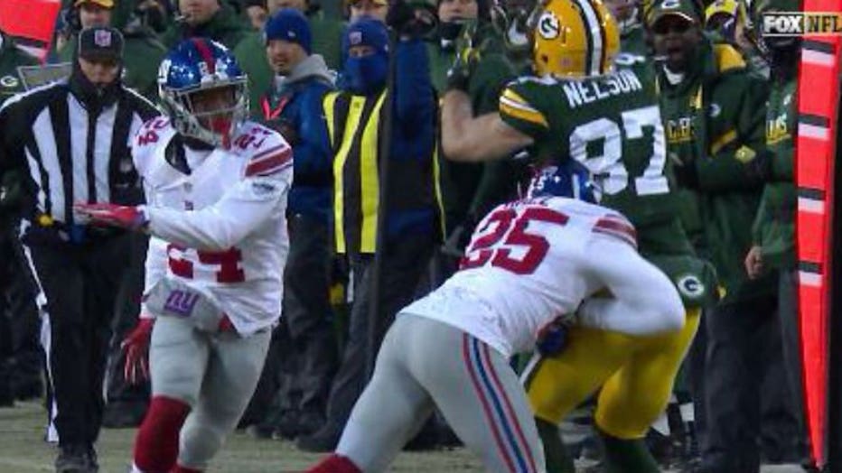 Jordy Nelson hurt during Packers vs. Giants playoff game