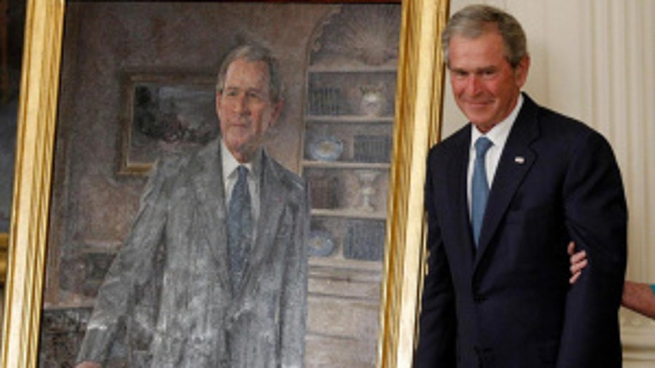 President Bush with portrait
