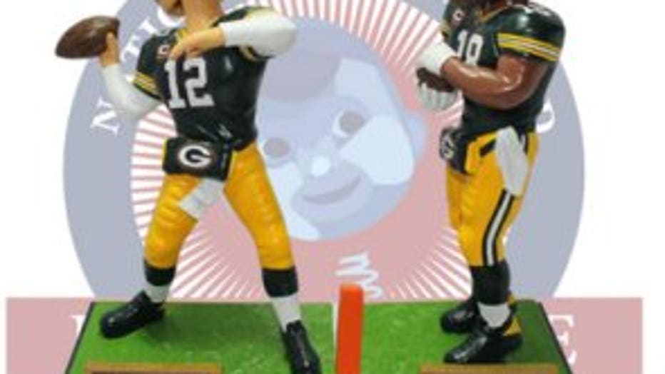 Aaron Rodgers to Richard Rodgers Green Bay Packers Hail Mary Bobblehead Numbered to 180 National Bobblehead HOF Exclusive 