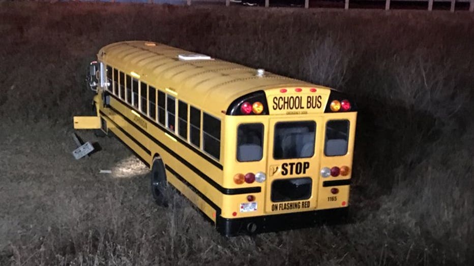 Crash involving school bus and pickup truck near Kewaskum