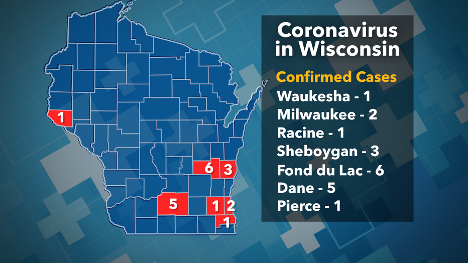 Corona virus map_Wisconsin March 13 2020 Friday