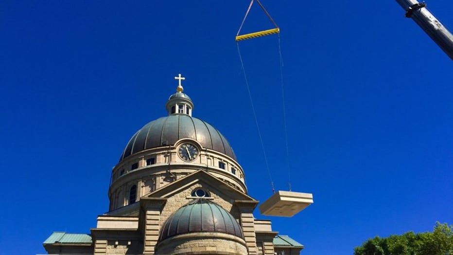 9,000 lb. stones put into place at The Basilica of St. Josaphat