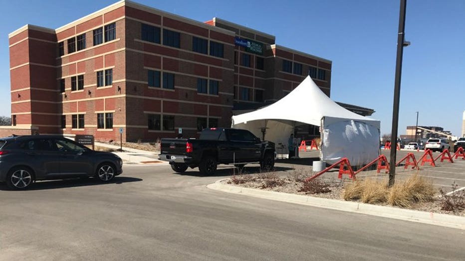 Drive-thru testing at Froedtert South in Pleasant Prairie