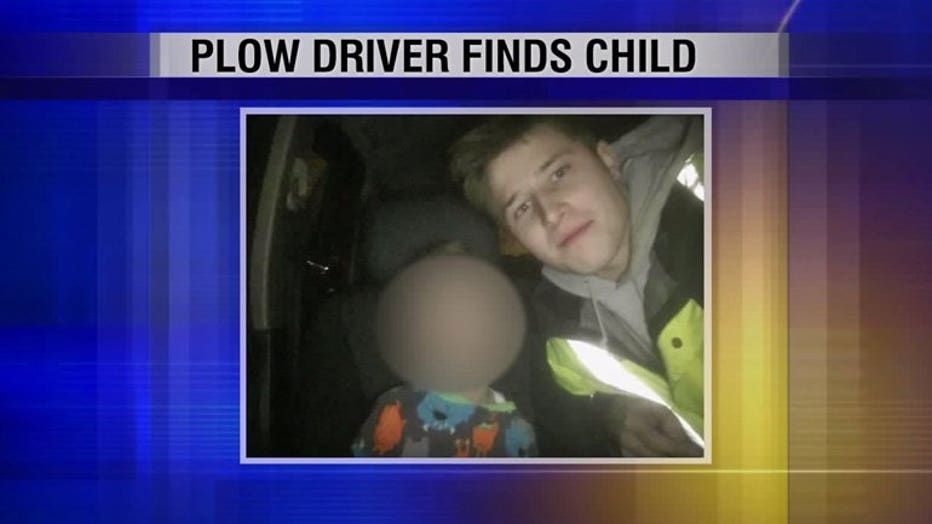 Plow driver finds child