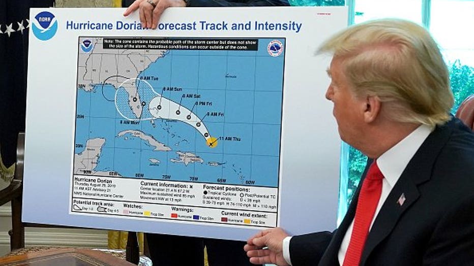 President Trump Receives Briefing On Hurricane Dorian At White House