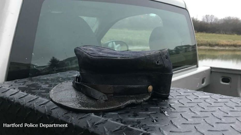 Fallen Hartford police officer's hat recovered from retention pond (PHOTO: Hartford Police Department)