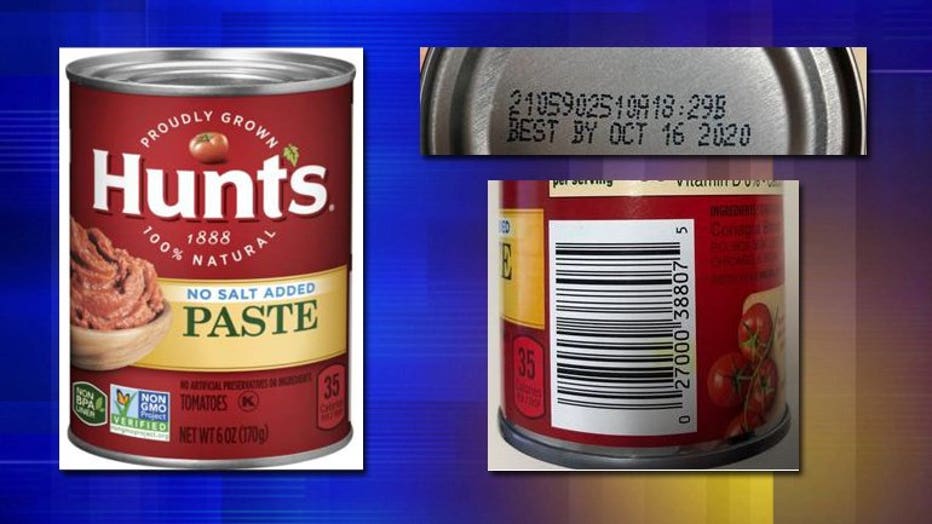 Hunts tomato paste recall