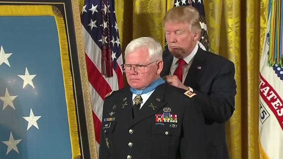 Retired Army Capt. Gary M. Rose of Huntsville receives the Medal of Honor