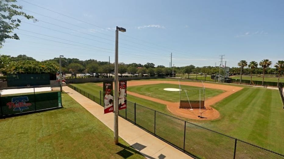 A view of Spectrum Field, spring training home of the Philadelphia Phillies on May 20, 2020 in Clearwater, Florida. The Major League Baseball season remains postponed due to the COVID-19 pandemic. (Photo by Mike Ehrmann/Getty Images)