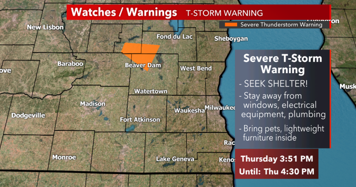 Severe thunderstorm warning issued for parts of Fond du Lac, Dodge ...