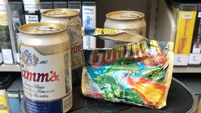 Stash of beer and chewing gum found among 1970s era library shelving