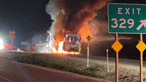 No injuries after semi carrying tubs of caramel caught fire on I-94 in Racine County