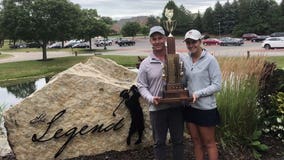 Home from college due to COVID-19, Wales golfer wins father-daughter state tourney with dad