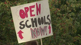 'Can't shut down our lives:' Mequon-Thiensville parents protest, calling for in-person learning this fall