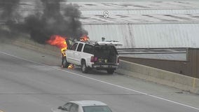 Vehicle fire temporarily closes 2 lanes on I-94 EB near Oklahoma Avenue