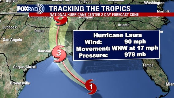 Hurricane Laura continues strengthening in Gulf of Mexico; forecast to become major hurricane
