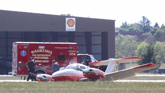 Twin-engine plane slides off runway at Crites Field in Waukesha, nobody hurt