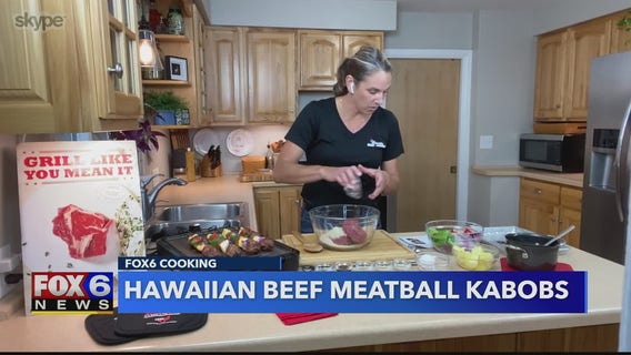 A tropical spin to a grill-out classic: See how to make Hawaiian Beef Meatball Kabobs