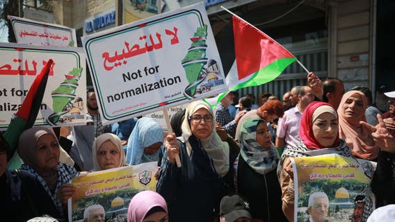 Palestinians in Gaza rally against deal between Israel and United Arab Emirates