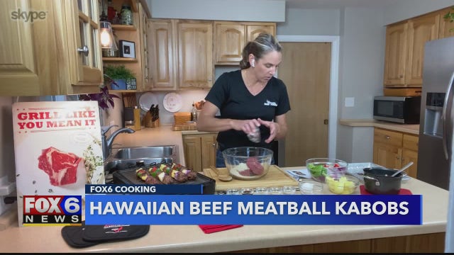 A tropical spin to a grill-out classic: See how to make Hawaiian Beef Meatball Kabobs