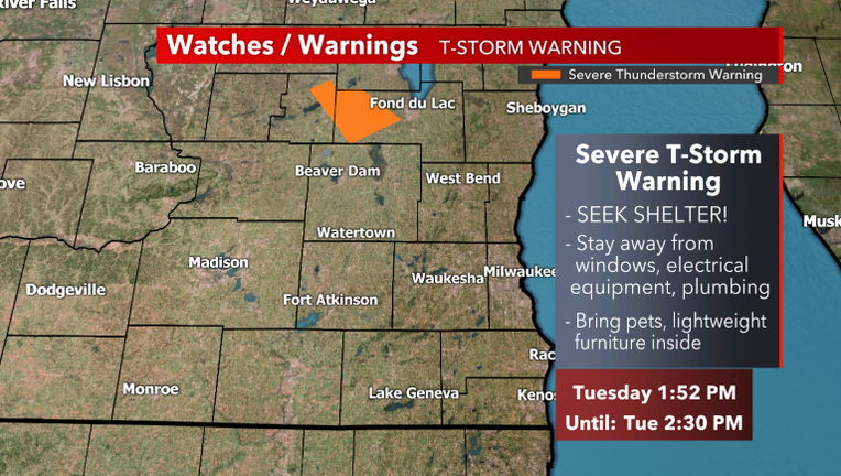 Severe T-storm warning for NW Fond du Lac County canceled