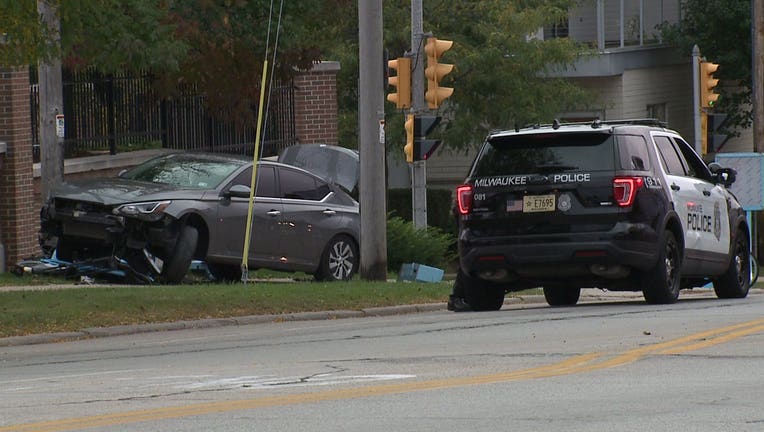 Police near Humboldt and Garfield in Milwaukee where a pursuit ended in a crash