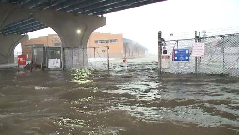 Damage from storm surge at Port Milwaukee (January 2020)
