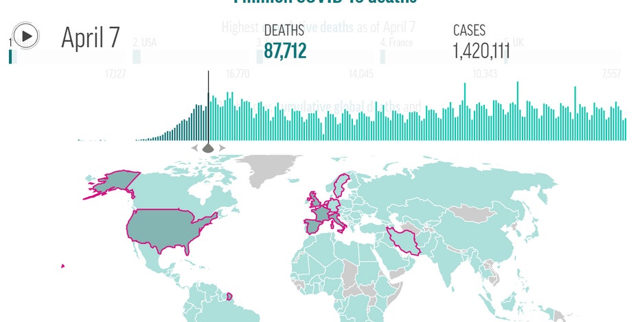 A viral march across the planet, tracked by a map in motion
