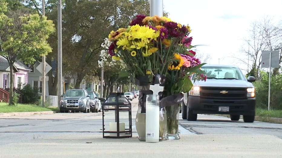 Memorial for Justus Bornefeld-Ettmann, a German man fatally shot in Milwaukee, near 4th and Greenfield