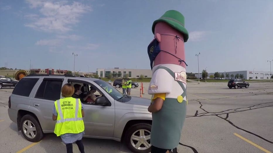 Drive-thru voter registration event at Miller Park